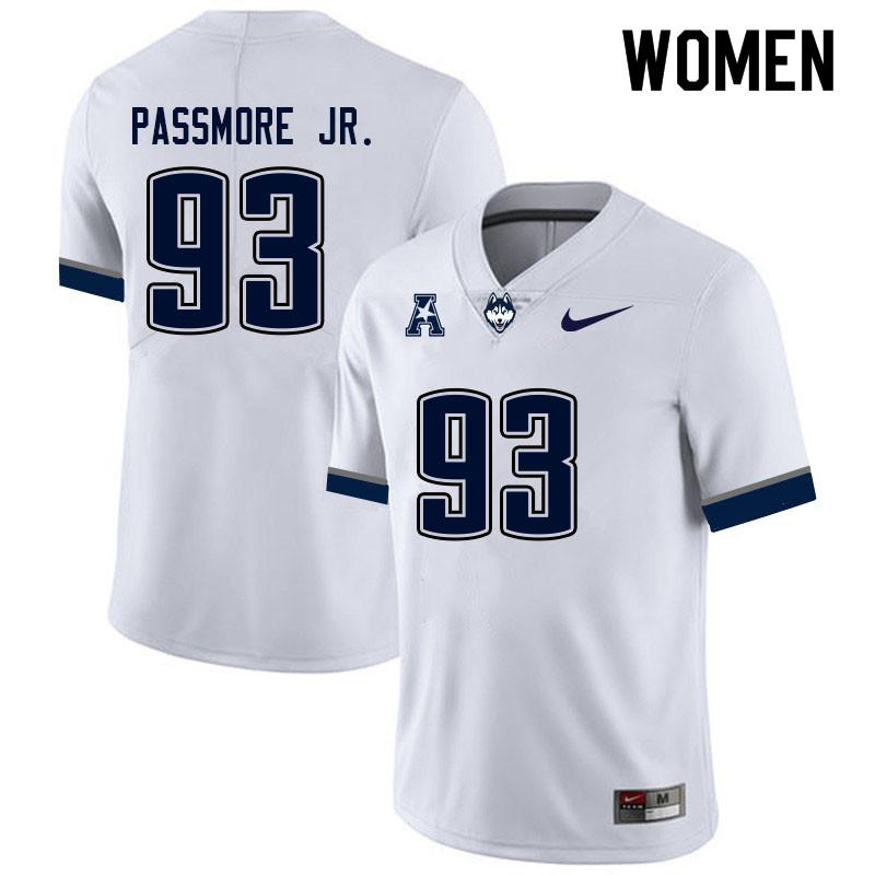 Women #93 Timothy Passmore Jr. Uconn Huskies College Football Jerseys Sale-White - Click Image to Close